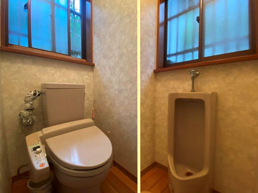 1階のトイレは便座型と男性用2部屋あります
